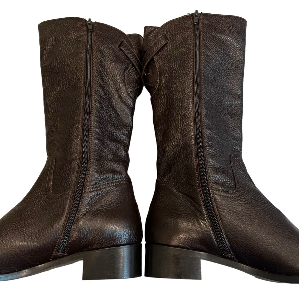 NWOT, Sesto Meucci Brown Pebbled Leather Riding Boots, Sz EU 37 - Picture 12 of 15